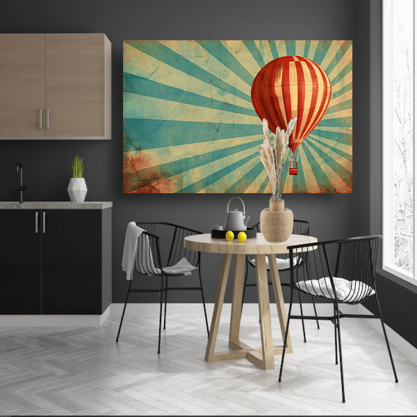 Vintage luchtballon met dynamische stralen acrylglas