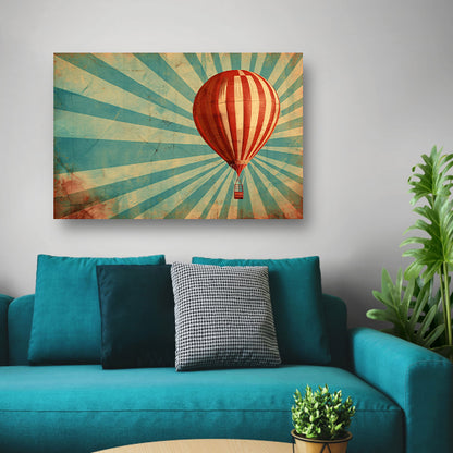 Vintage luchtballon met dynamische stralen canvas