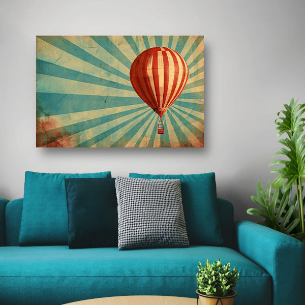 Vintage luchtballon met dynamische stralen acrylglas