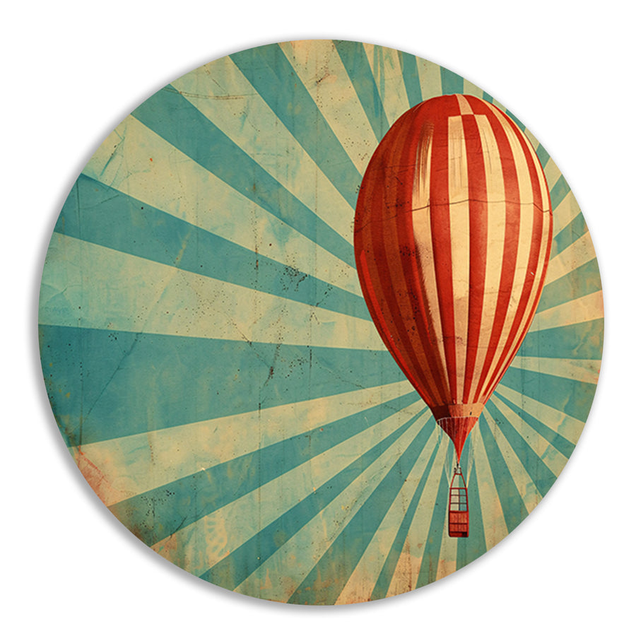 Vintage luchtballon met dynamische stralen forex muurcirkel