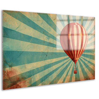 Vintage luchtballon met dynamische stralen acrylglas