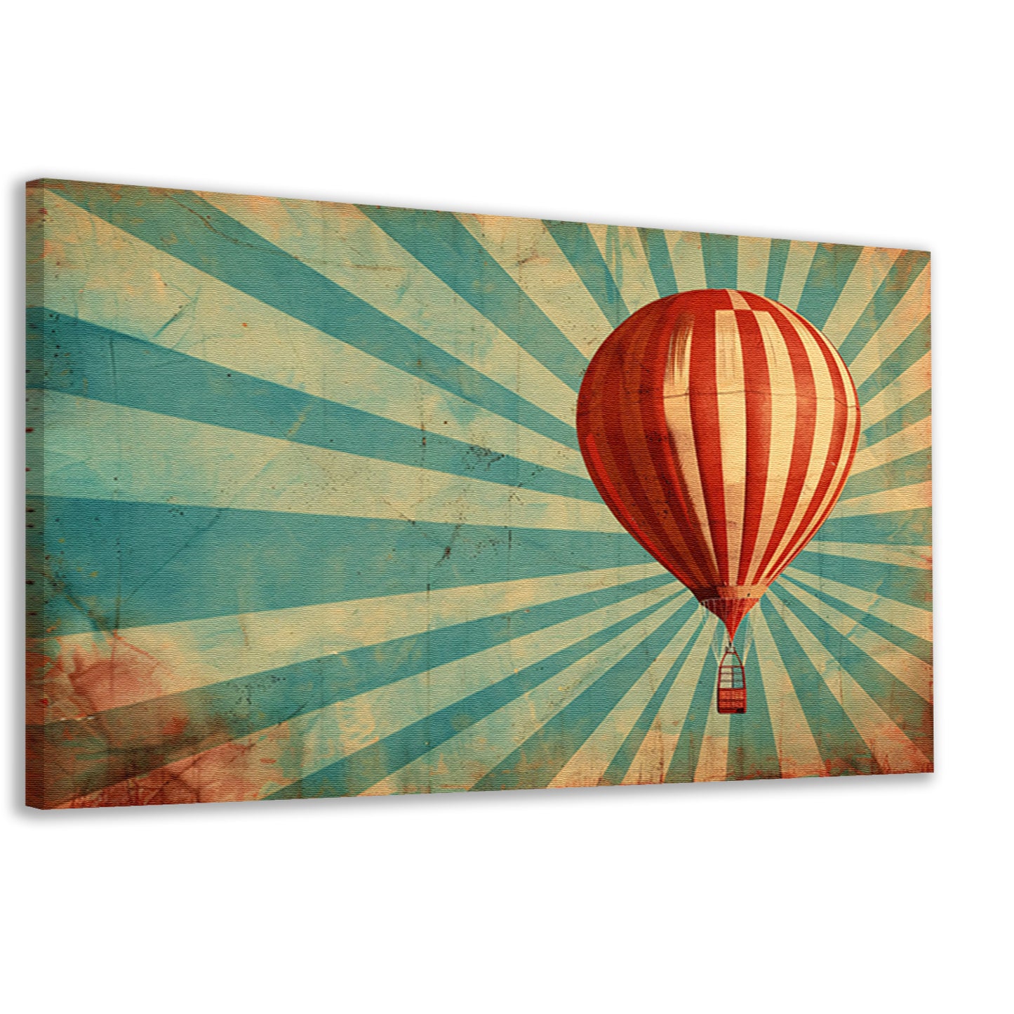 Vintage luchtballon met dynamische stralen canvas