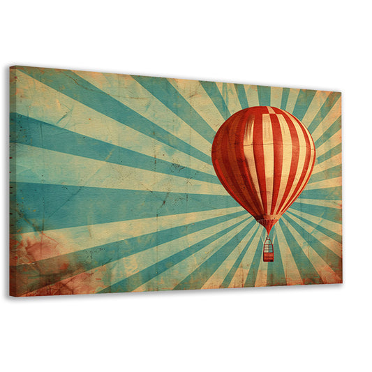 Vintage luchtballon met dynamische stralen canvas