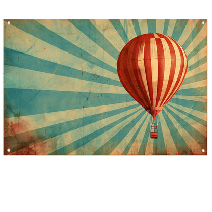 Vintage luchtballon met dynamische stralen tuinposter