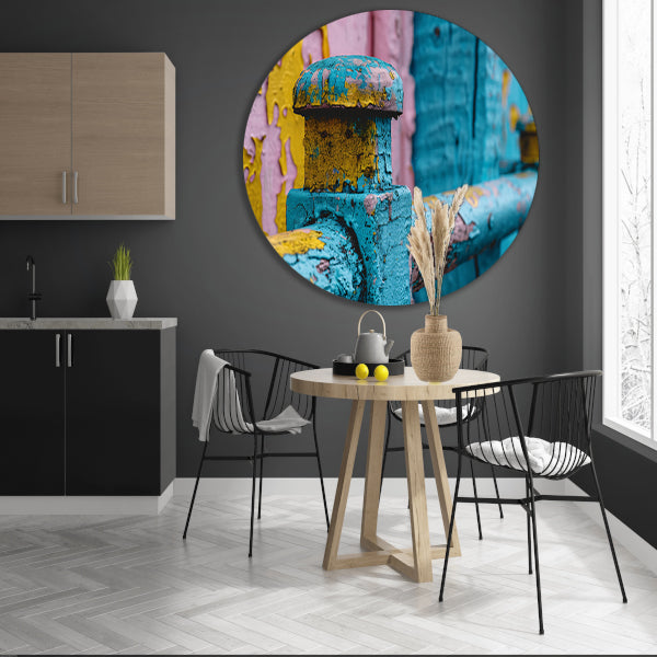 Verweerde Verf Houten Hek aluminium muurcirkel