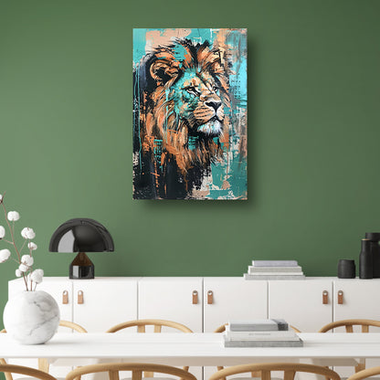 Abstract kleurrijk schilderij van een leeuw canvas