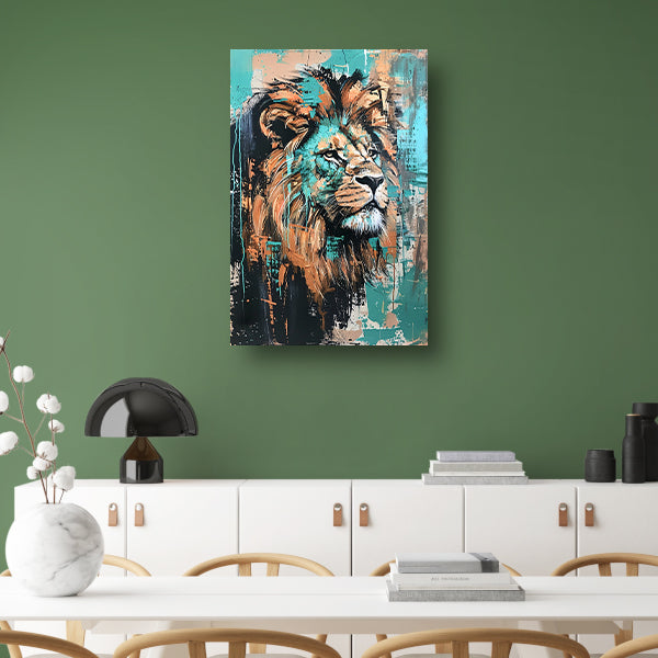 Abstract kleurrijk schilderij van een leeuw acrylglas