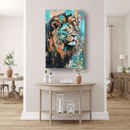 Abstract kleurrijk schilderij van een leeuw acrylglas