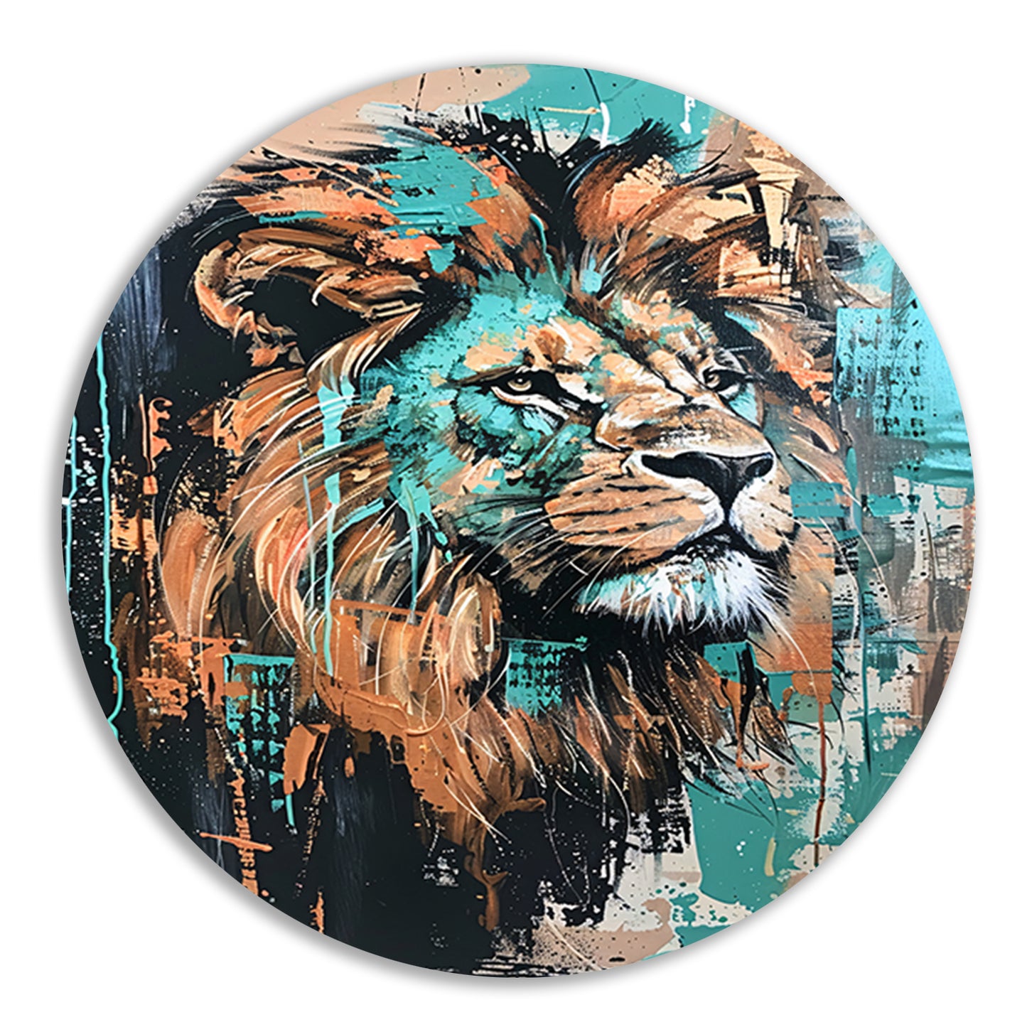 Abstract kleurrijk schilderij van een leeuw forex muurcirkel