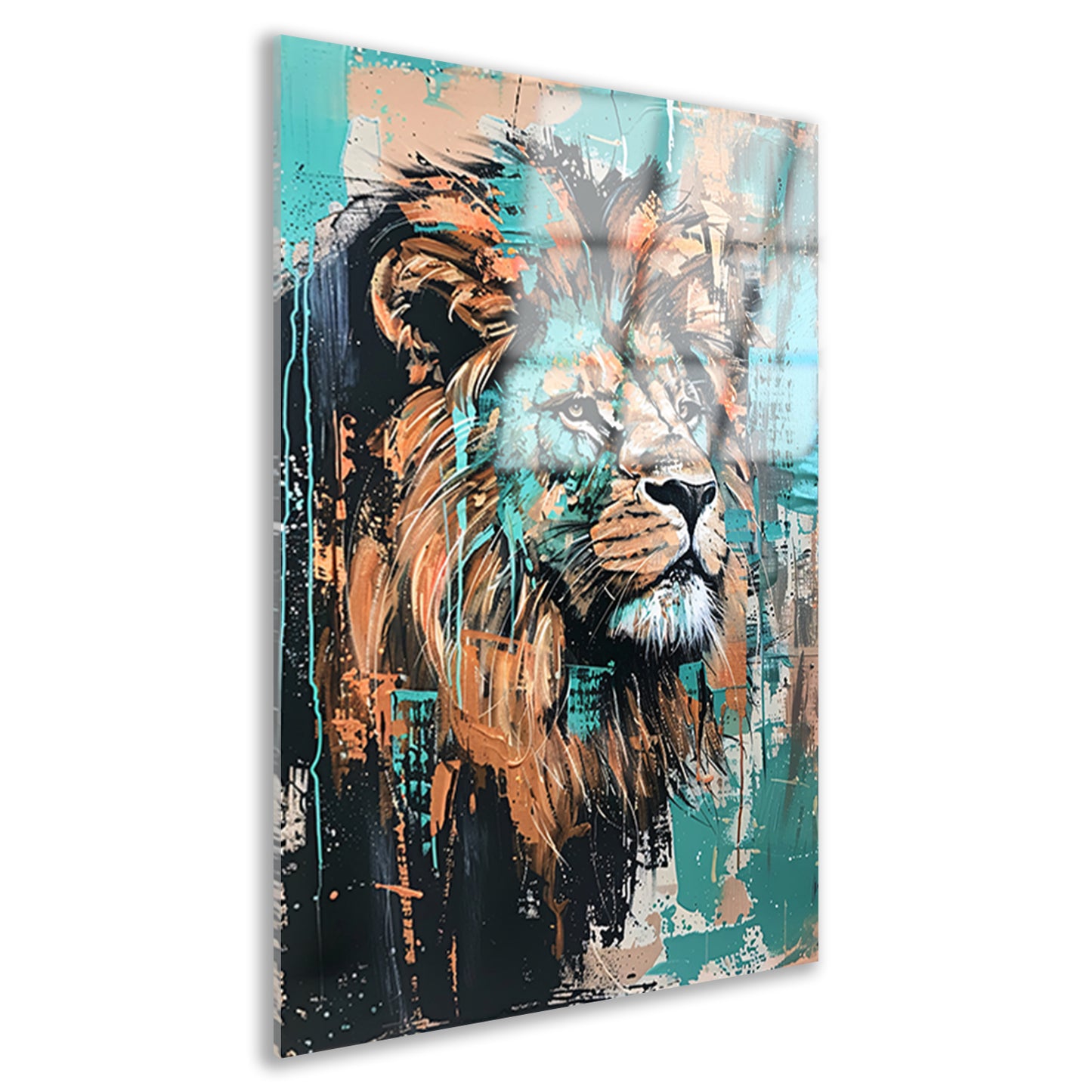 Abstract kleurrijk schilderij van een leeuw acrylglas