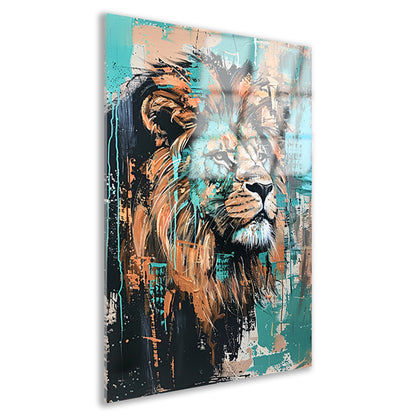 Abstract kleurrijk schilderij van een leeuw acrylglas