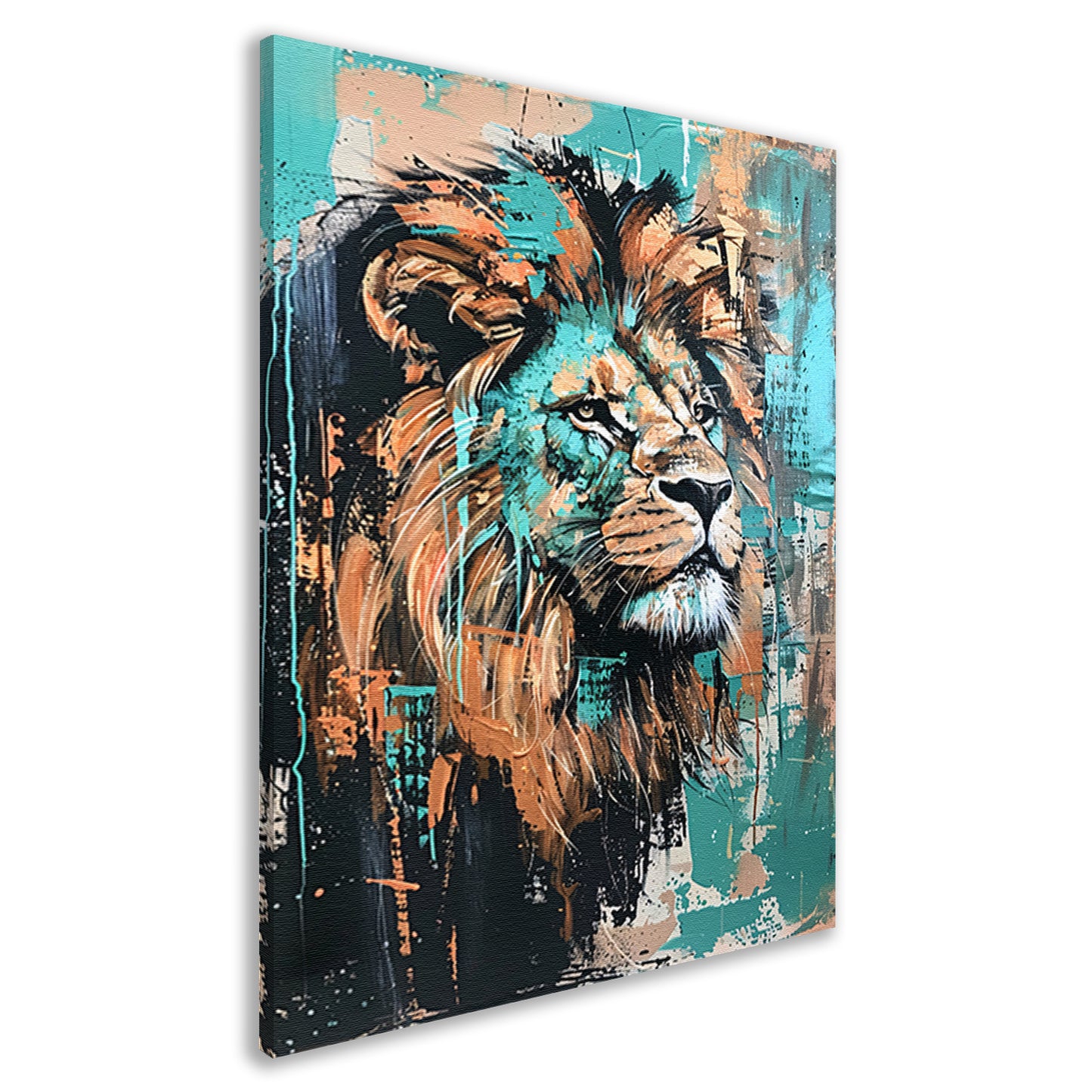 Abstract kleurrijk schilderij van een leeuw canvas