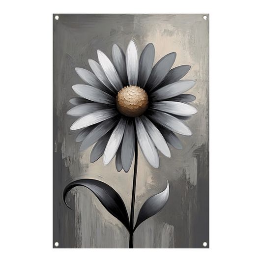 Stilistische Bloem in Monochroom Grijs tuinposter