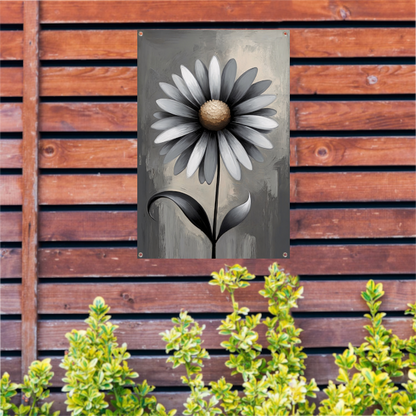 Stilistische Bloem in Monochroom Grijs tuinposter