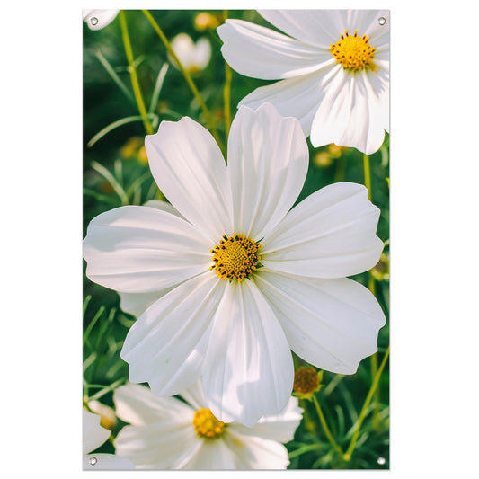 Close-up van een witte Cosmos bloem tuinposter