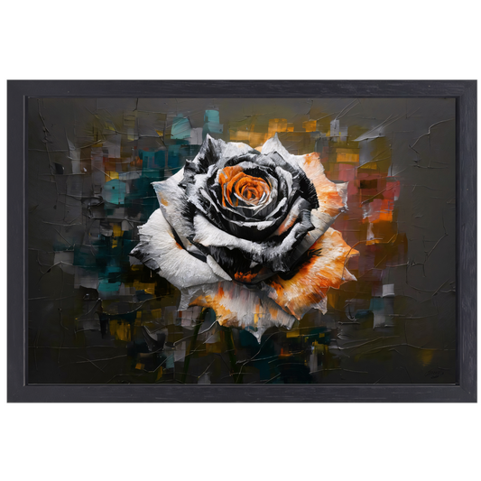 Kleurrijke Abstractie van een Roos canvas met baklijst