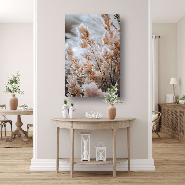 Zachte Beige Bloemen in de Wind poster