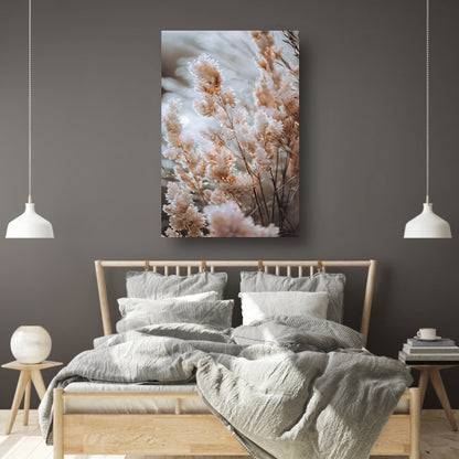 Zachte Beige Bloemen in de Wind poster