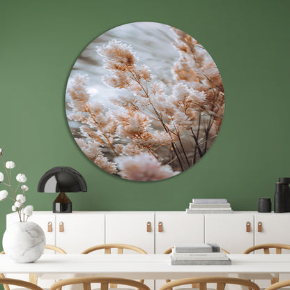 Zachte Beige Bloemen in de Wind forex muurcirkel