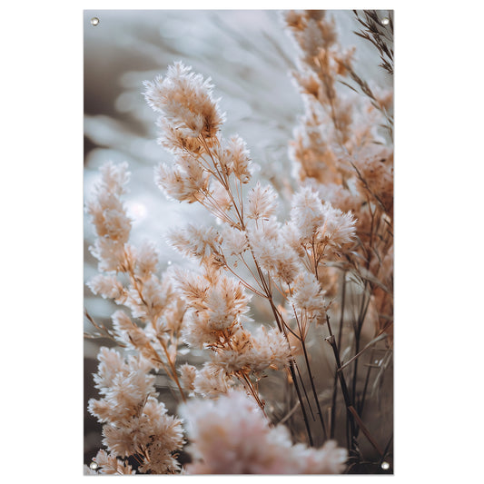 Zachte Beige Bloemen in de Wind tuinposter