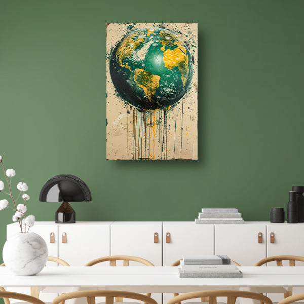 Abstract Aarde met Levendige Verfspatten canvas