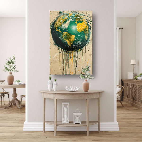 Abstract Aarde met Levendige Verfspatten canvas