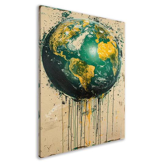 Abstract Aarde met Levendige Verfspatten canvas