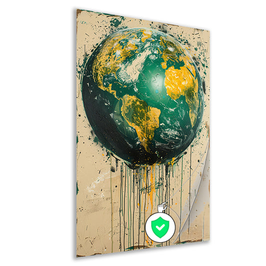 Abstract Aarde met Levendige Verfspatten poster