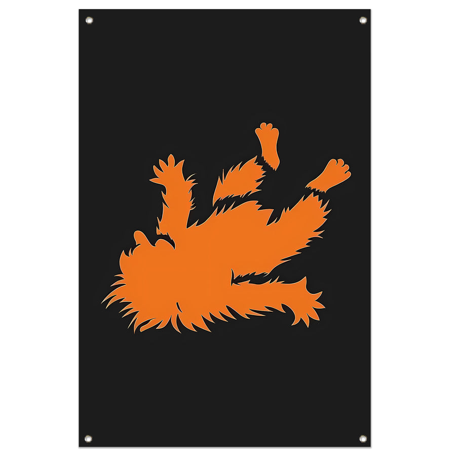 Oranje rat valt over zwarte achtergrond tuinposter