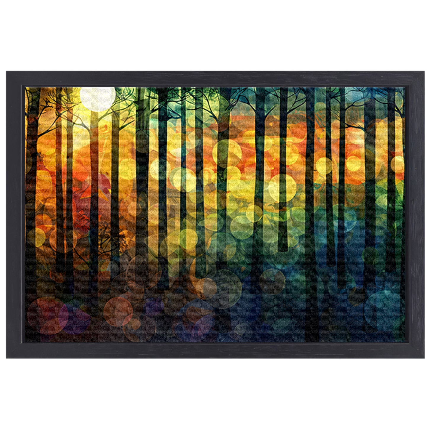 Kleurrijk abstract boslandschap in moderne stijl canvas met baklijst