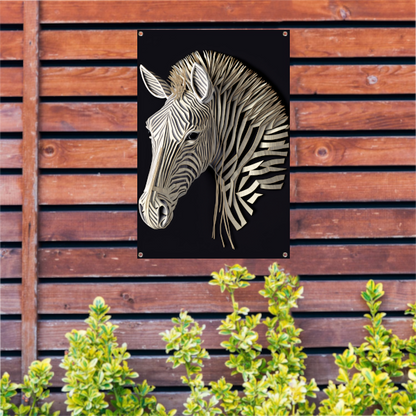 Abstracte zebra, Zwart-wit kunst tuinposter