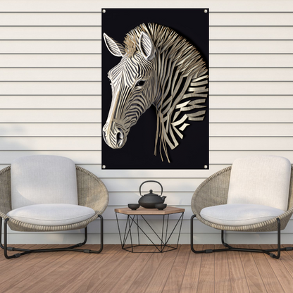 Abstracte zebra, Zwart-wit kunst tuinposter