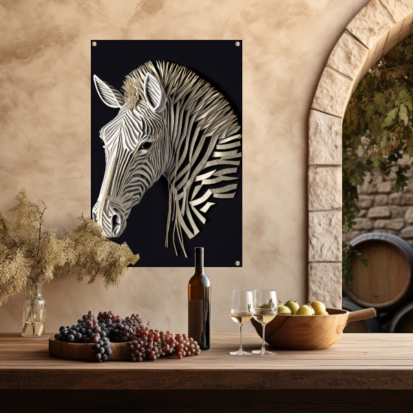 Abstracte zebra, Zwart-wit kunst tuinposter