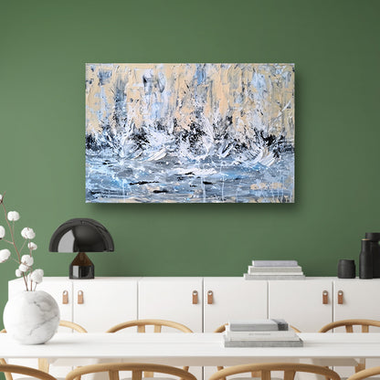 Dynamisch abstract schilderij van waterval canvas