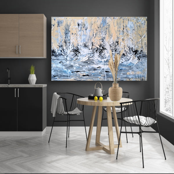 Dynamisch abstract schilderij van waterval canvas