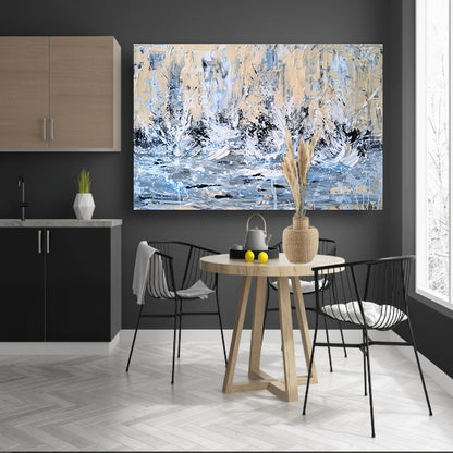 Dynamisch abstract schilderij van waterval canvas
