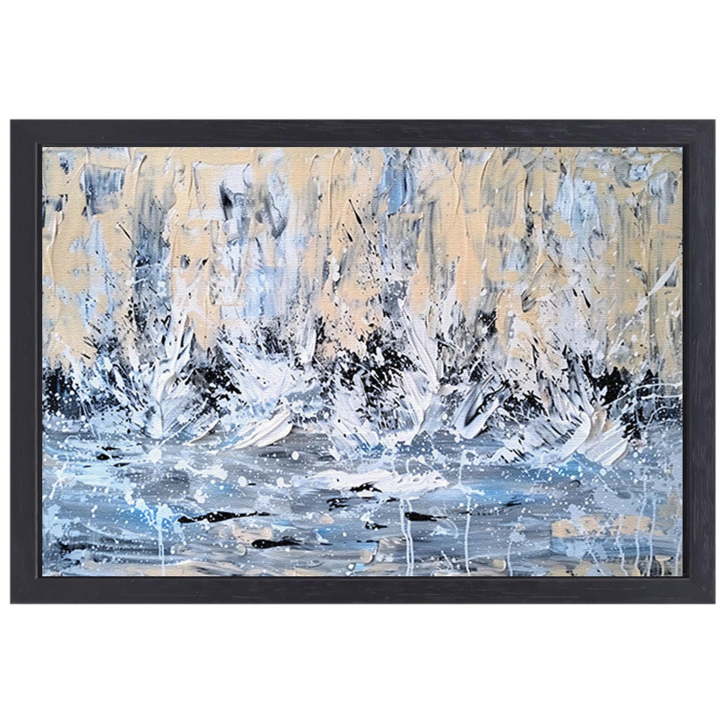 Dynamisch abstract schilderij van waterval canvas met baklijst