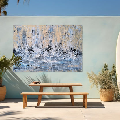 Dynamisch abstract schilderij van waterval tuinposter