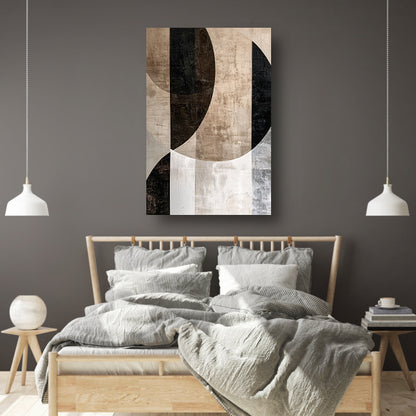 Minimalistische Sepia en Monochrome Abstractie canvas met baklijst