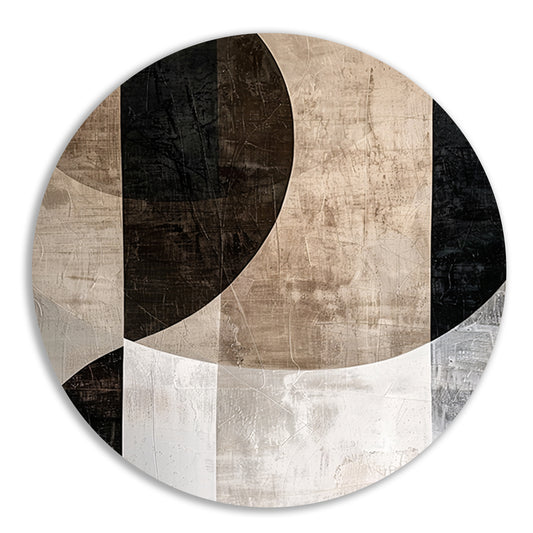 Minimalistische Sepia en Monochrome Abstractie aluminium muurcirkel
