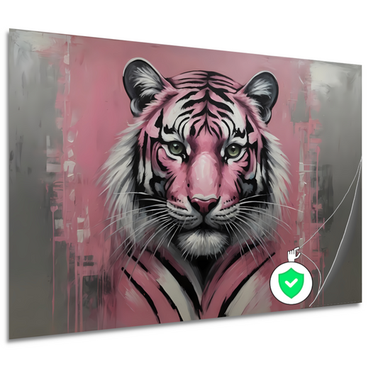 Abstracte Tijger in Roze en Zwart poster