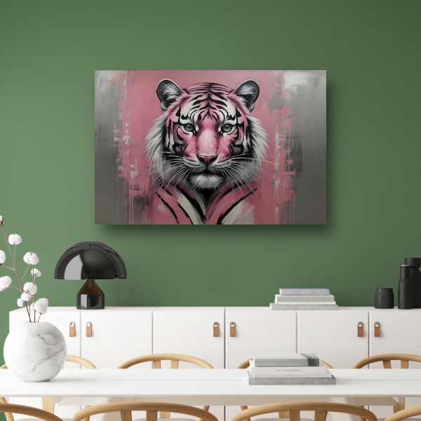 Abstracte Tijger in Roze en Zwart poster