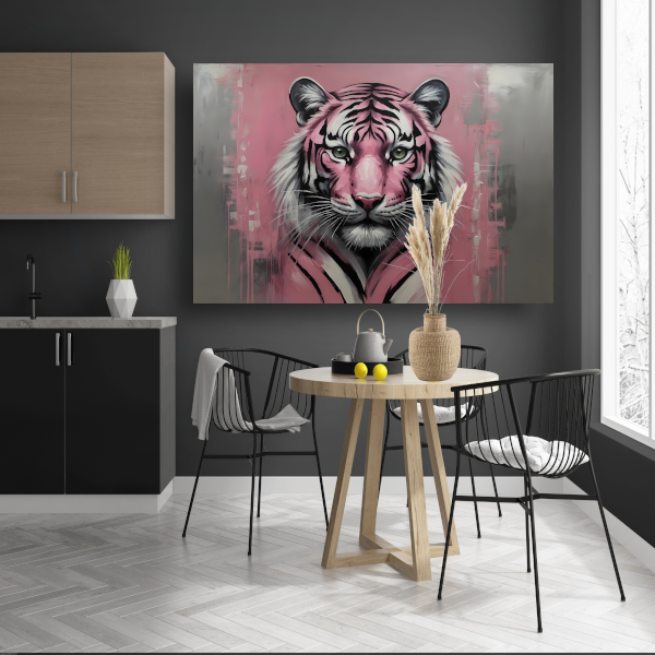 Abstracte Tijger in Roze en Zwart poster