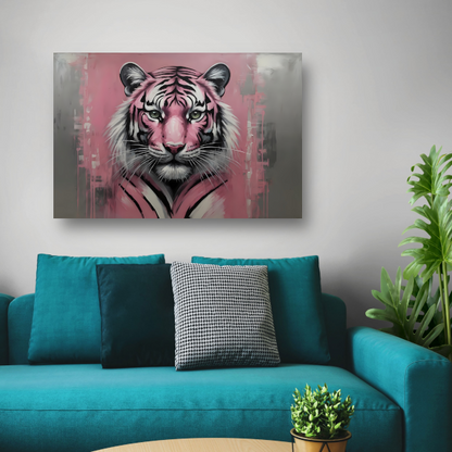 Abstracte Tijger in Roze en Zwart poster