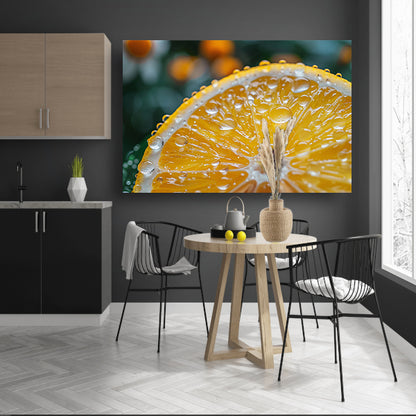 Close-up van een citroen met waterdruppels acrylglas