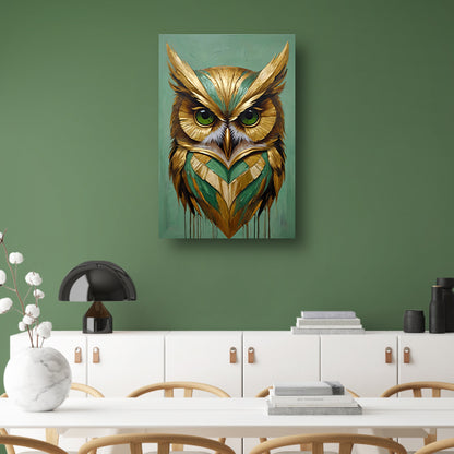 Moderne Gouden Uil in Art Deco Stijl canvas