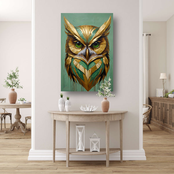 Moderne Gouden Uil in Art Deco Stijl canvas