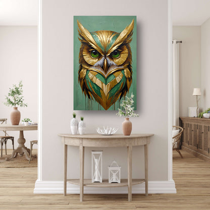 Moderne Gouden Uil in Art Deco Stijl canvas