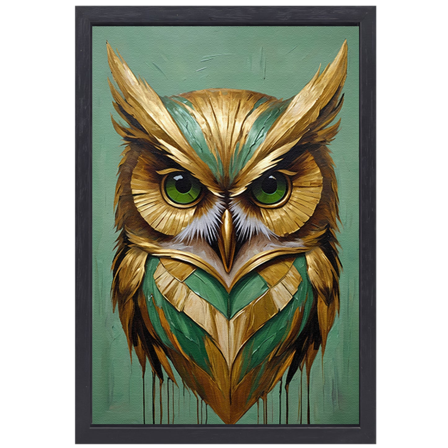 Moderne Gouden Uil in Art Deco Stijl canvas met baklijst