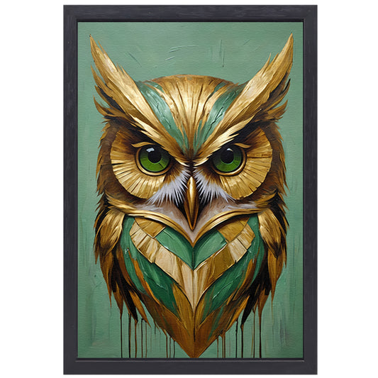 Moderne Gouden Uil in Art Deco Stijl canvas met baklijst